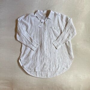 Eileen Fisher Striped Linen Button Down | Size Medium | NWT